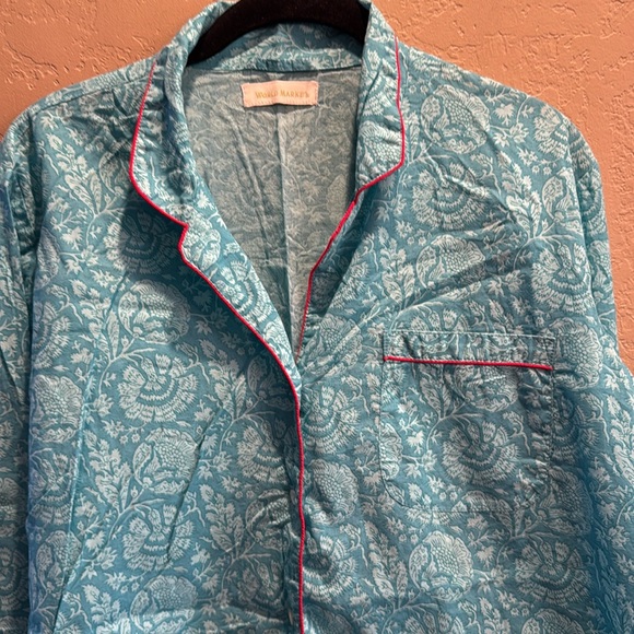 World Market Women’s Long Button Down Pajamas Long Sleeve Cotton Size S/M - Picture 5 of 13